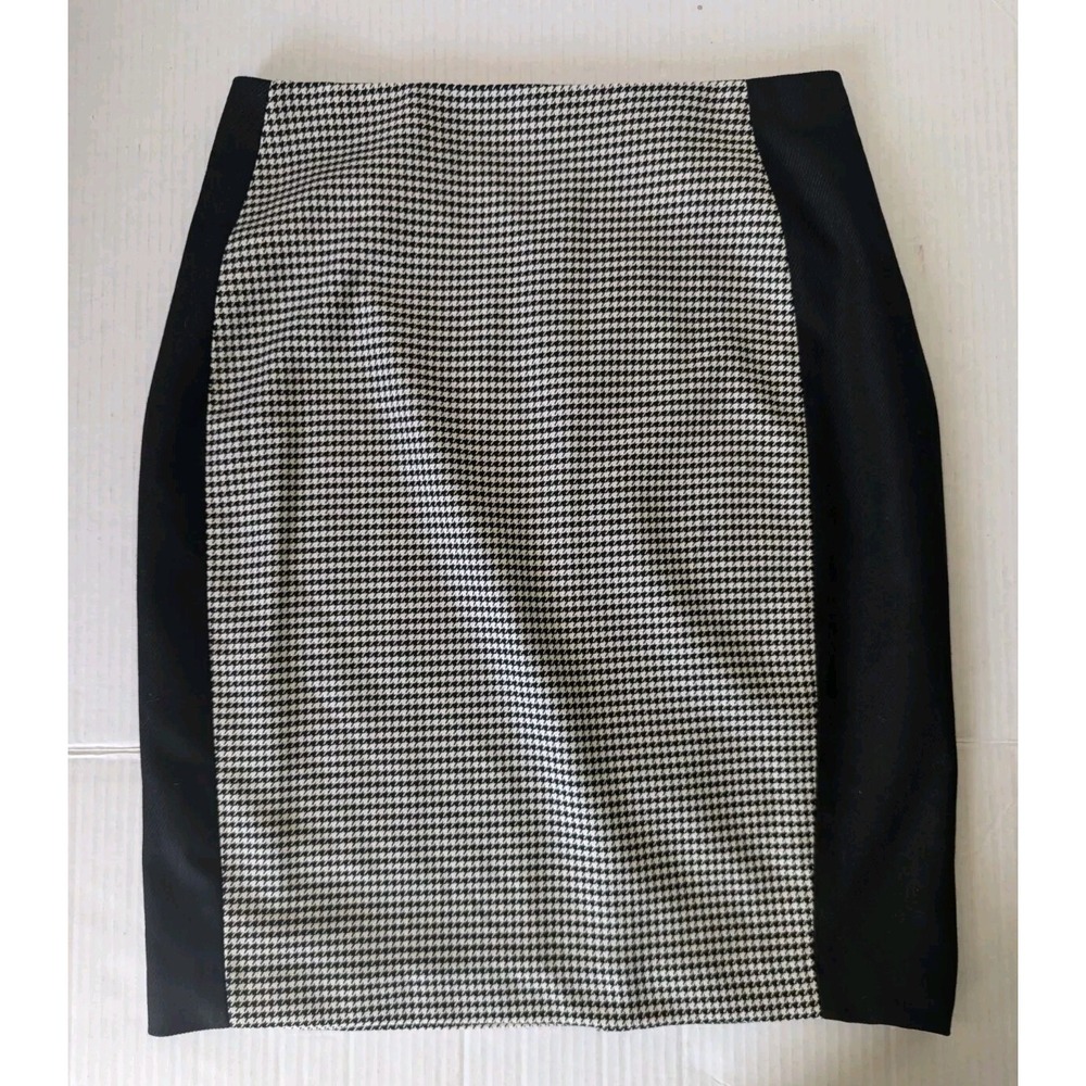 White House Black Market Houndstooth and Black Pencil Skirt Women's Size 6 NWT